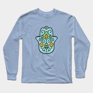 Blue Hamsa Long Sleeve T-Shirt